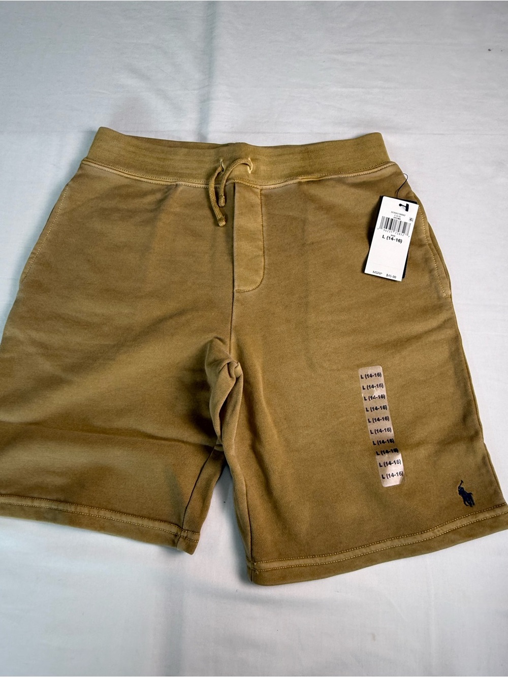 Boys Polo Ralph Lauren Beige French Terry Drawstring Shorts L(14-16) M(10-12)